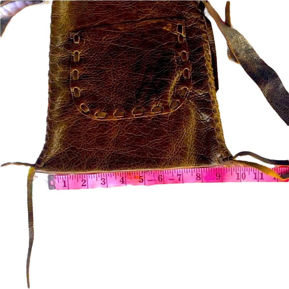 Calleen Cordero Joyti Metallic Khaki Messenger Bag with Carnelian Stone Studs - Picture 12 of 15